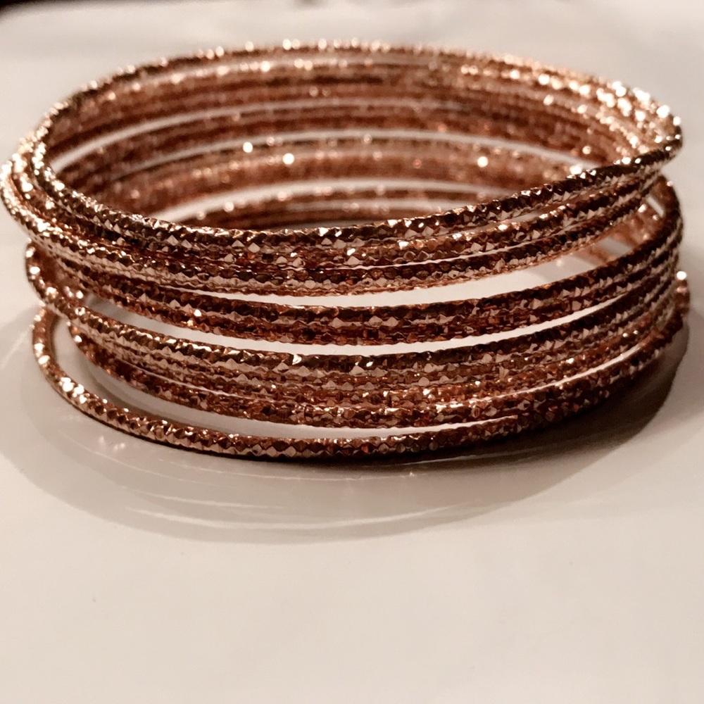Set 10 Rose Gold Bangle Bracelets